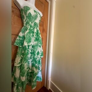 Felicite • Strapless Tier Maxi Dress - Green Palm •size 2